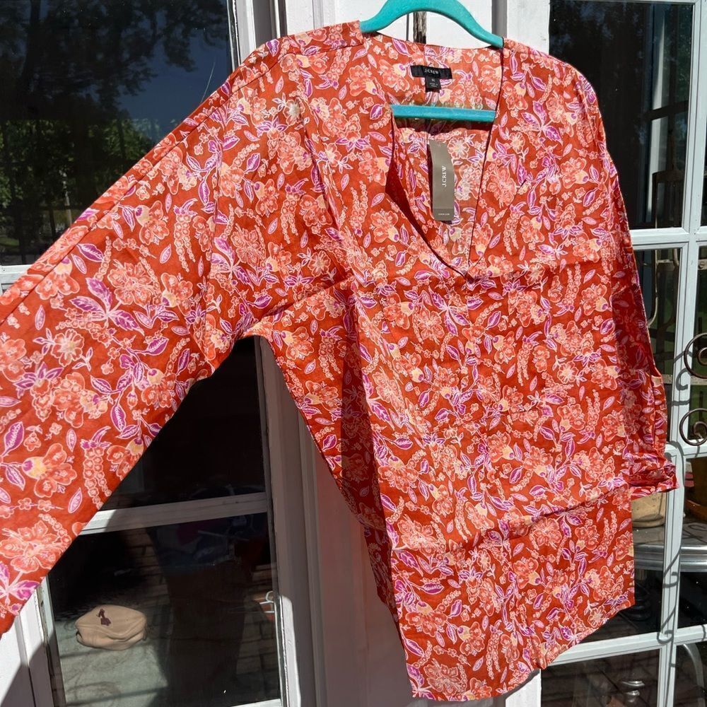J Crew Ramie Tunic Top in Painted Block Print NWT - Picture 8 of 12